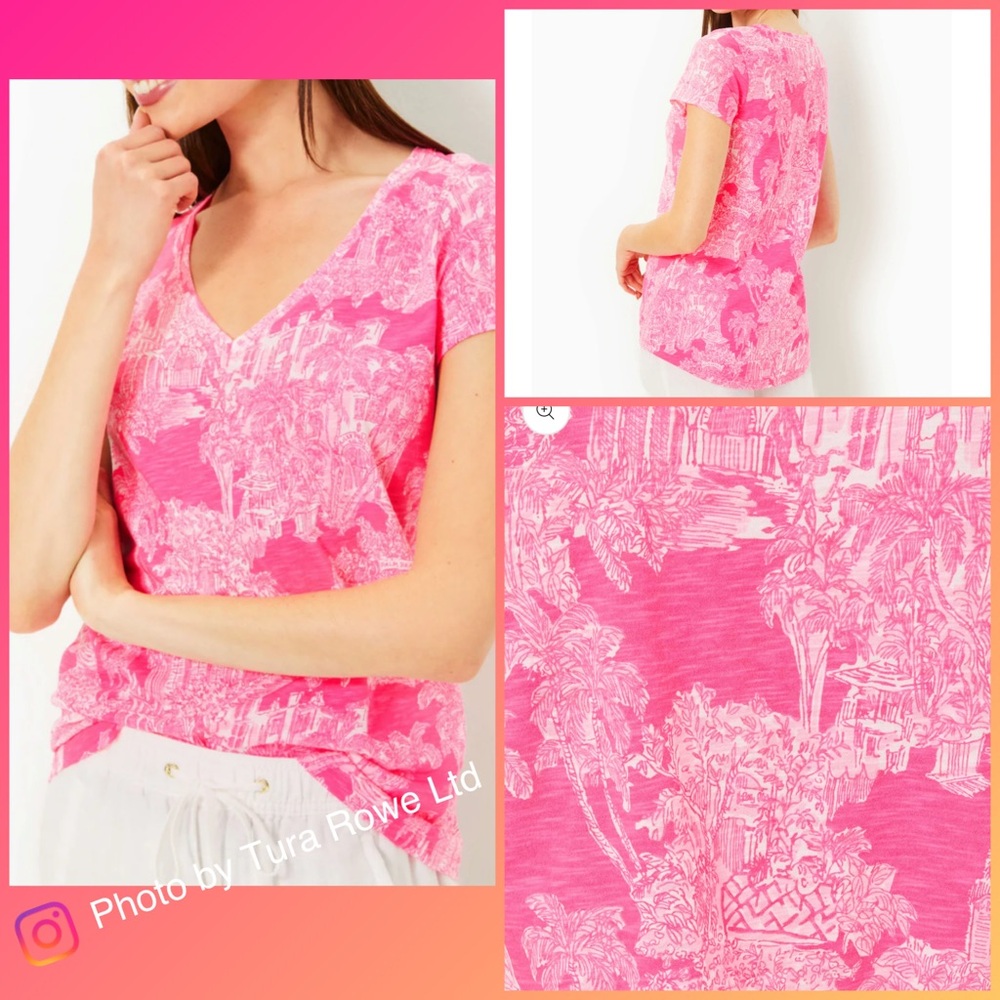 Lilly Pulitzer ETTA V-NECK ROXIE PINK PB ANNIVERSARY TOILE size‎ xl NWT